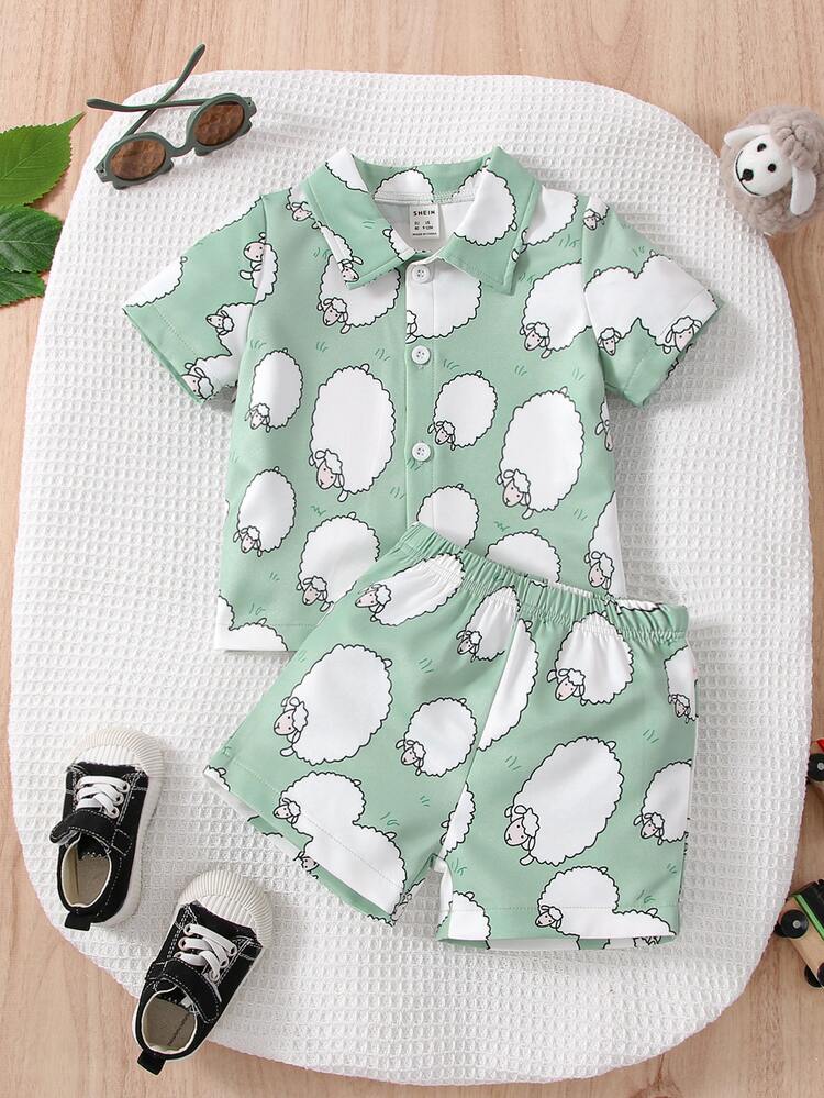 Baby Boy Cartoon Graphic Shirt & Shorts
