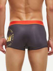 Hombres Calzoncillos boxer con estampado de letra - Negro - Ver 2