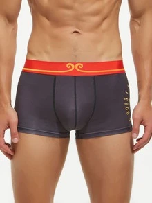 Hombres Calzoncillos boxer con estampado de letra - Negro - Ver 3