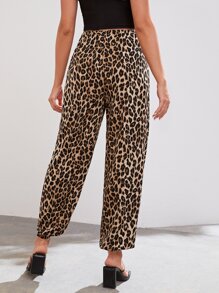 SHEIN Maternity Leopard Print Adjustable Waist Trousers - Multicolor - View 2