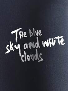 Manfinity Hypemode Men Slogan & Picture Print Drop Shoulder Thermal Drawstring Hoodie - Navy Blue - View 5