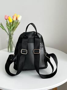 Fashion Printed Ladies Casual Floral Backpack, New Arrivals Leisure Women Backpack, Fringe Decoration Classic BackpackSchool Bag,Lightweight,Portable,Business Casual, Suitable For Teen Girls Women College Students, Perfect For Back To School,College,Middle School, High School,Work , Business, Commute,Stadium, Sports,Shopping,Holiday, School Supplies, School Backpack, Backpack For School, Back To School Backpack, School Bookbag, Big Backpack, Backpack School, Back To School Bags, Large Capacity, Cute, Teacher, White-Collar Workers, First Day Of School - Black - View 6