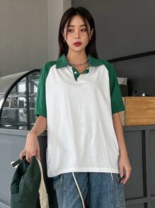 DAZY Áo thun nữ Tương phản ren Khối Màu Giải trí - Nhiều màu - Xem 3