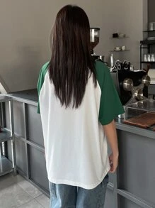 DAZY Áo thun nữ Tương phản ren Khối Màu Giải trí - Nhiều màu - Xem 4