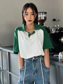 DAZY Áo thun nữ Tương phản ren Khối Màu Giải trí - Nhiều màu - Xem 5