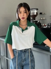 DAZY Áo thun nữ Tương phản ren Khối Màu Giải trí - Nhiều màu - Xem 6