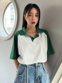 DAZY Áo thun nữ Tương phản ren Khối Màu Giải trí - Nhiều màu - Xem 8