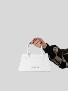 Bolsa cuadrada con estampado de letra con solapa - Blanco - Ver 5