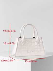 Bolsa cuadrada con estampado de letra con solapa - Blanco - Ver 7