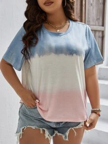 SHEIN LUNE Camiseta de tie dye de cuello redondo - Multicolor - Ver 4