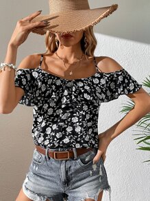 SHEIN VCAY 印花挖肩襯衫 - 黑與白 - 查看 6