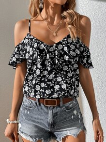 SHEIN VCAY 印花挖肩襯衫 - 黑與白 - 查看 7