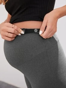 SHEIN Maternidad Leggings desgarro de talle alto - Gris - Ver 7