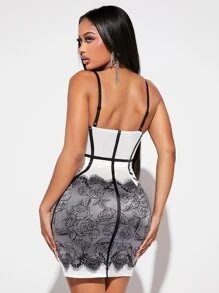 SHEIN SXY Đầm Hoa Gợi cảm - Đen và trắng - Xem 2