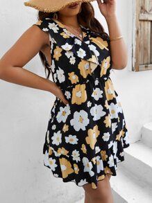 SHEIN LUNE Vestido con estampado floral ribete con fruncido - Multicolor - Ver 5