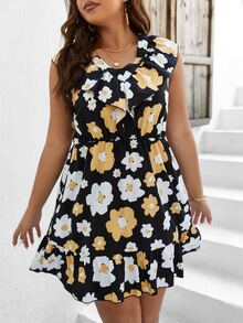 SHEIN LUNE Vestido con estampado floral ribete con fruncido - Multicolor - Ver 6