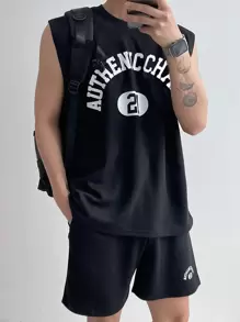 DAZY Bộ hai mảnh Nam Lá thư Giải trí - màu đen - Xem 1