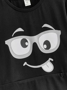 SHEIN Boys Cartoon Graphic Tee & Joggers - Black - View 4