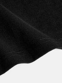 SHEIN BASICS Plus  Drop Shoulder Crop Tee - Black - View 8