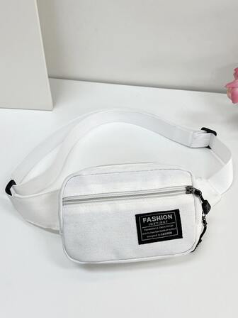 迷你字母貼飾拼接網紗腰包