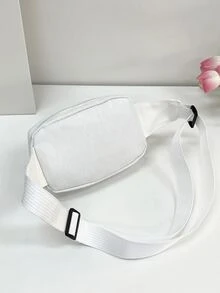 Mini Letter Patch Decor Mesh Panel Bum Bag - White - View 2