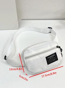 Mini Letter Patch Decor Mesh Panel Bum Bag - White - View 7