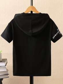 SHEIN Tops con trai Slogan Giải trí - màu đen - Xem 2