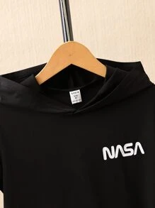 SHEIN Tops con trai Slogan Giải trí - màu đen - Xem 3