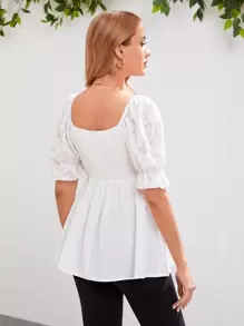 SHEIN Maternity Sweetheart Neck Puff Sleeve Blouse