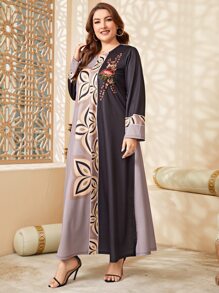 Al Najma 大碼圖案印花撞色連衣裙 - 彩色 - 查看 1