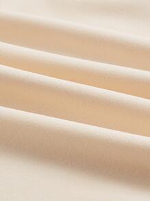 SHEIN MOD Vestido ribete con fruncido de manga farol bajo con abertura - Beis - Ver 6