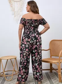 SHEIN Clasi Mono de hombros descubiertos con estampado floral en talla grande, para el verano - Multicolor - Ver 2