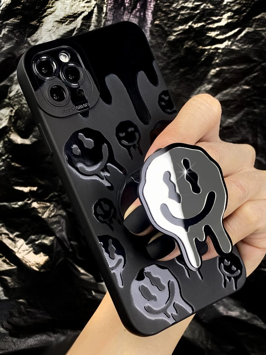 Funda para móvil de sonrisa cara con agarre de teléfono sobresaliente