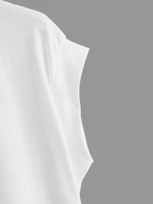 SHEIN LUNE Plus Butterfly Print Batwing Sleeve Tee - White - View 4