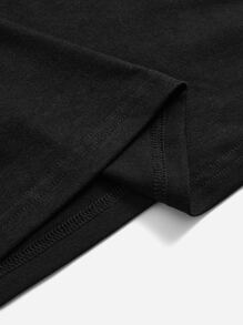 SHEIN LUNE 大碼愛心和標語圖案T恤 - 黑色 - 查看 3