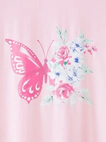 Flirla Plus Butterfly & Floral Print Tee