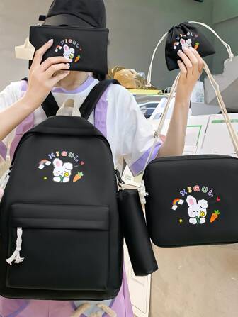 5入組卡通圖案功能背包套裝