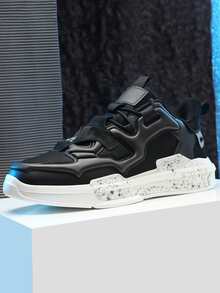 Men Lace-up Front Running Shoes - Black - View 2