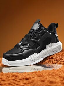 Men Lace-up Front Running Shoes - Black - View 4