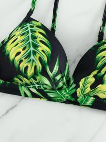 Tropical Print Push Up Bikini Top - Multicolor - View 6