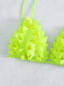 SHEIN Swim Neon Lime Appliques Bikini Top,Summer Beach - Lime Green - View 3