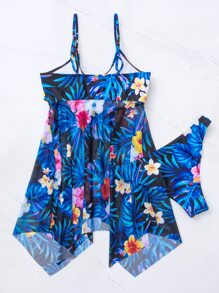 热带印花手帕下摆泳衣夏季海滩 - 彩色 - 查看 4