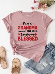 INAWLY Heart & Slogan Graphic Tee - Pink - View 1