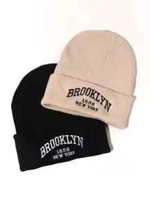 2 piezas Gorro con bordado de letra - Multicolor - Ver 11