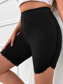Calvaya Plus Lace Trim Cycling Shorts - Black - View 1