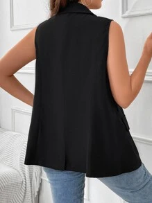 Flirla Blazer chaleco de cuello con solapa - Negro - Ver 2