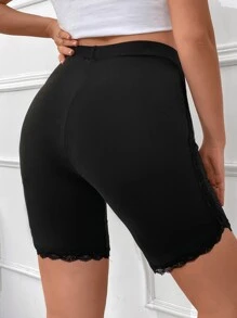 Calvaya Plus Lace Trim Cycling Shorts - Black - View 2