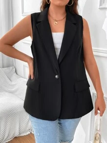 Flirla Blazer chaleco de cuello con solapa - Negro - Ver 4