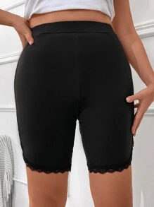 Calvaya Plus Lace Trim Cycling Shorts - Black - View 4