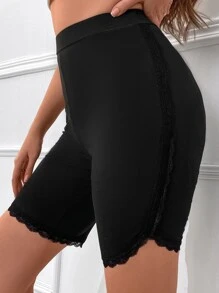 Calvaya Plus Lace Trim Cycling Shorts - Black - View 5